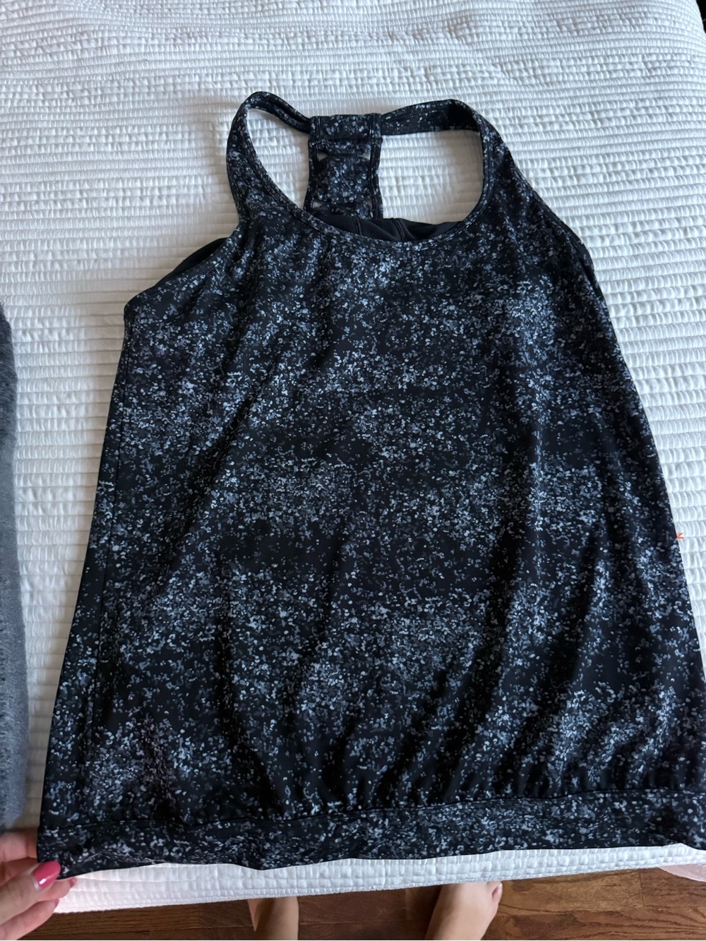 Athleta Black Speckled Racerback Tank